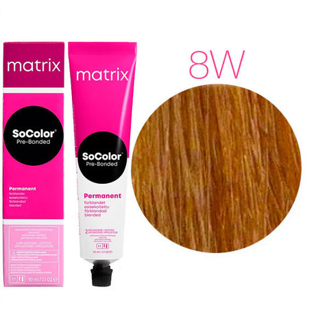 Matrix Socolor Pre-Bonded 8W светлый блондин теплый, стойкая крем-краска для волос с бондером