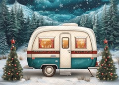 Новогодний фургон №1 - фон неопреновый