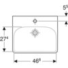 Раковина Geberit Smyle Square: Белый, B=50см, H=16см, T=41см, Отверстие под смеситель=По центру, Перелив=На виду