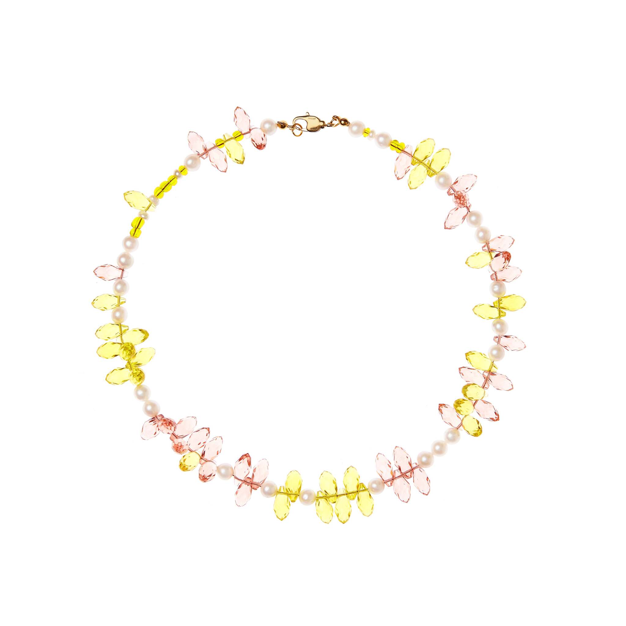 HOLLY JUNE Колье Pink And Yellow Crystal Pearl Necklace цена и фото