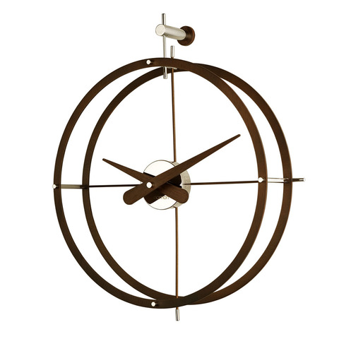 Часы Nomon Dos puntos N (2 PUNTOS Calabo) (основание - венге/центр - хромированная латунь/стрелки - венге).  D=43, H=56см