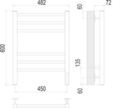 Полотенцесушитель Terminus Аврора П6 450х600 электро КС 9005 матовый