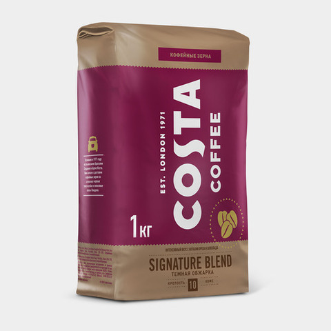 купить Кофе в зернах Costa Coffee Signature Blend, темная обжарка, 1 кг (Коста Кофе)