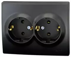 LESYA 705 4242 127В Розетка двойная с/з бакалит. черн. матовый