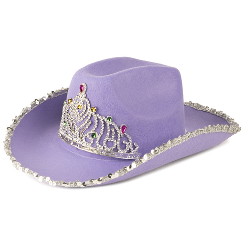 Шляпа, Кантри Гламур, с пайетками и короной, фетр, Фиолетовый