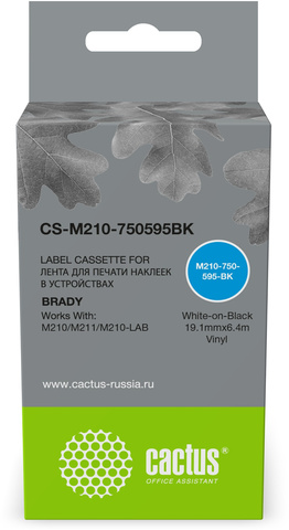 Картридж ленточный Cactus CS-M210-750595BK (M210-750-595-BK) для Brady M210, M211, M210-LAB