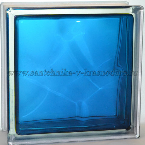 Купить стеклоблок синий волна окрашенный изнутри Vitrablok 19x19x8