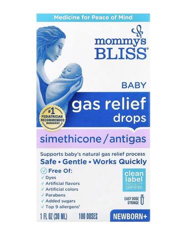 Mommy's Bliss, средство от дискомфорта при газообразовании, симетиконовые капли, от рождения, 30 мл