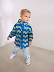 Куртка непромокаемая с капюшоном для мальчика Next E45-739, Синий, Хаки