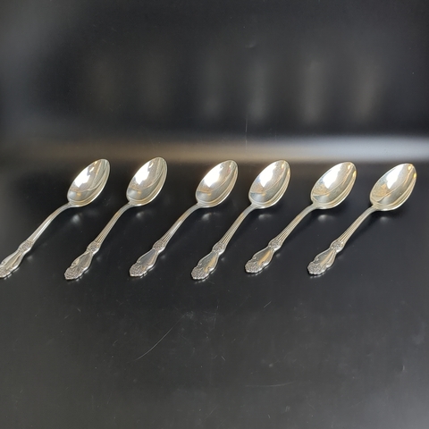 Набор из 6 столовых ложек Роза - мельхиор - МНЦ - Кольугино - СССР