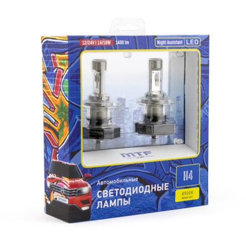 Светодиодные автолампы MTF Light, серия Night Assistant, 4500K, H4 Светодиодные автолампы MTF Light, серия Night Assistant, 4500K, H4