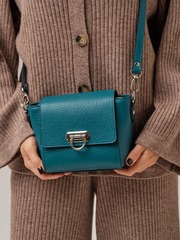 Сумка кожаная кросс-боди бирюза/бизон