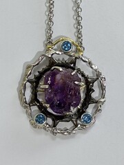 Друза аметиста (колье из серебра)