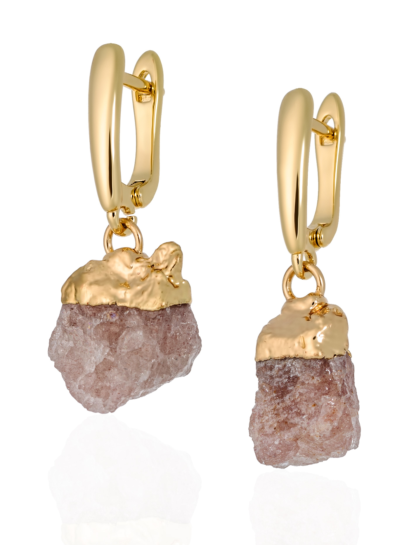 Серьги с клубничным кварцем