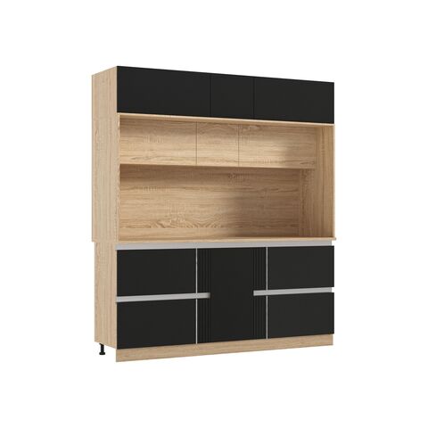 МДФ Кухня Карина Центральная секция 2000 (Пластер Блэк, Сонома)