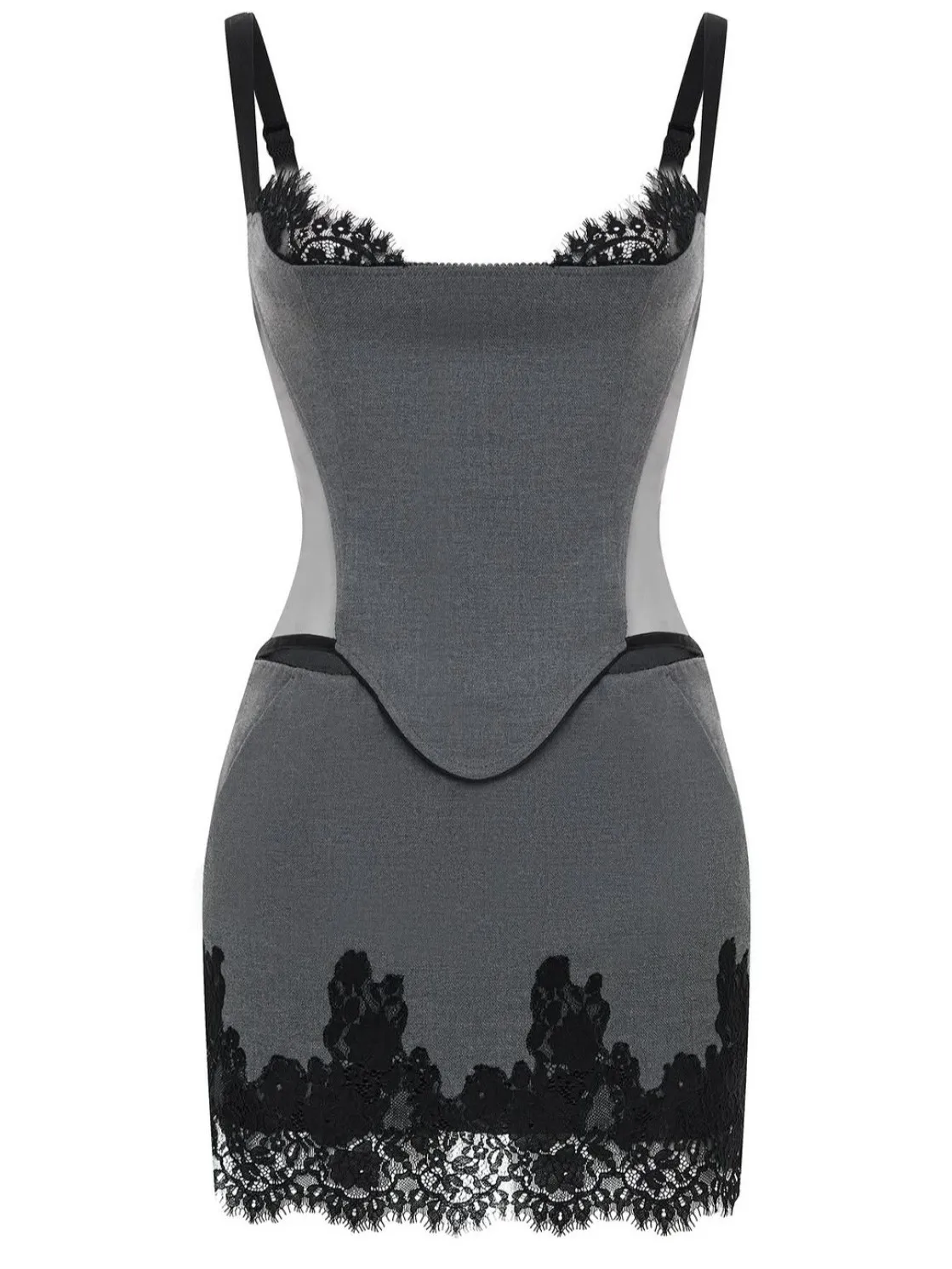 Топ из костюмной ткани с сеткой, Серый