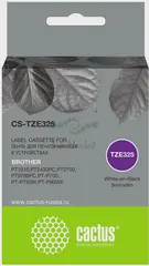 Картридж ленточный Cactus CS-TZE325 TZE-325 белый на черном 9x8 для Brother 1010/1280/1280VP/2700VP