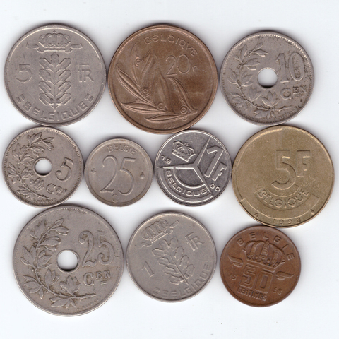 Набор монет 10 шт Бельгия (№ 3)