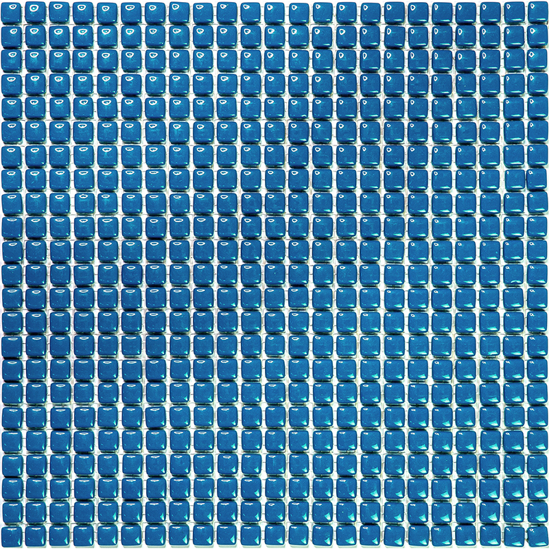 W-81 Стеклянная мозаичная плитка Natural Flex синий квадрат глянцевый