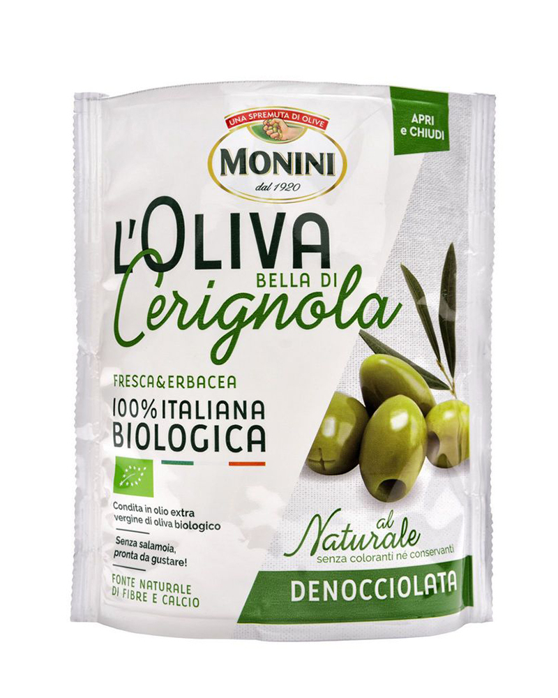 Оливки без косточки Monini БИО Bella di Cerignola 150 гр. - 2 шт.