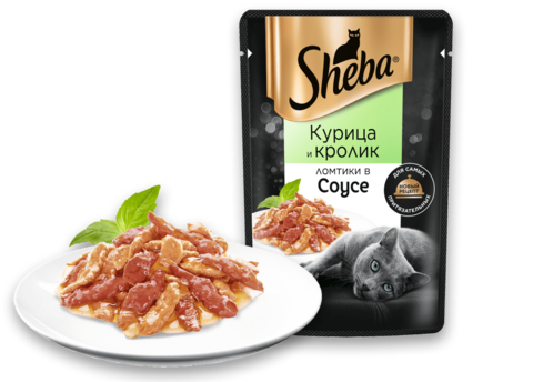 Sheba пауч для взрослых кошек (курица,кролик) ломтики в соусе 75 г