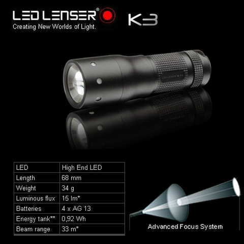 Фонарь брелок Led Lenser K3, чёрный, светодиодный, LR41 (8313)