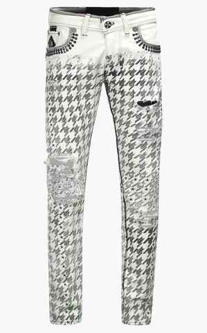 The Saints Sinphony | Джинсы мужские HOUNDSTOOTH WHITE BLACK TSG373 перед