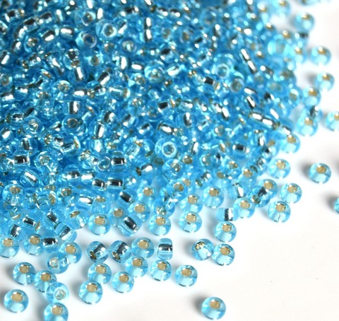 8/0 RR-0018 Бисер круглый Миюки /Miyuki round 8/0 Silverlined Aqua