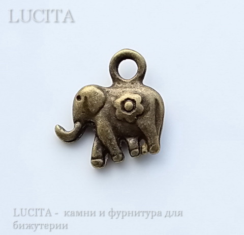 Подвеска "Слон" 12х12 мм (цвет - античная бронза)