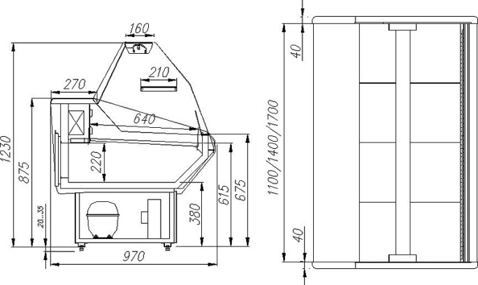 Витрина универсальная POLUS G95 SV 1,8-1 (ВХСр-1,8)