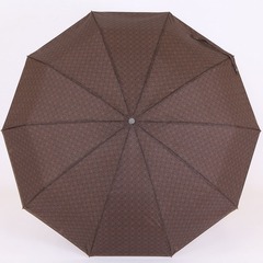 Мужской компактный зонт автомат TRUST коричневый принт-1
