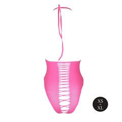 Розовое боди High-Cut Body с имитацией шнуровки - 