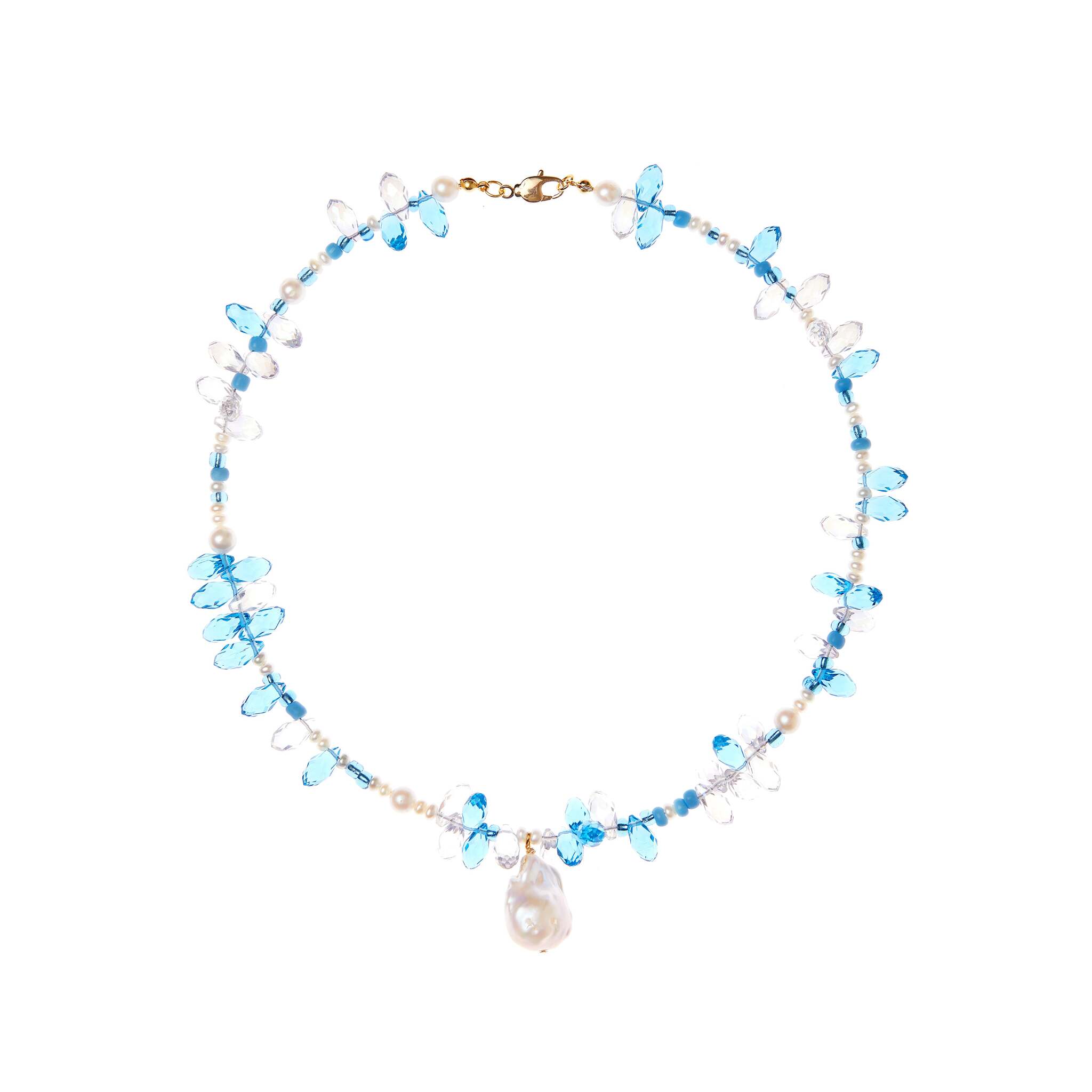 HOLLY JUNE Колье Blue Crystal Pearl Necklace