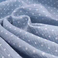 Муслин двухслойный «Горошек на серо-голубом»