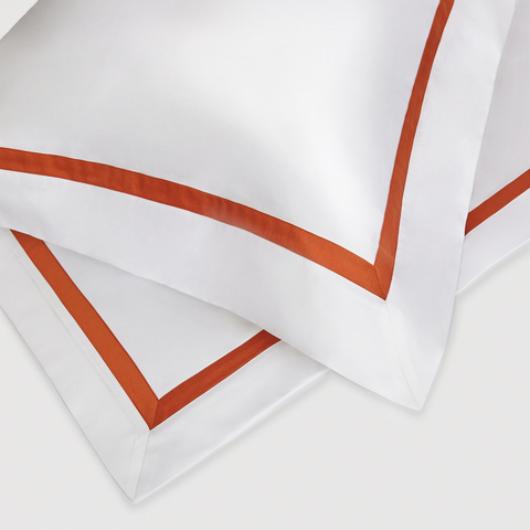 Постельное белье 2 спальное евро Сlaire&Caroll Nuage белое с оранжевым кантом