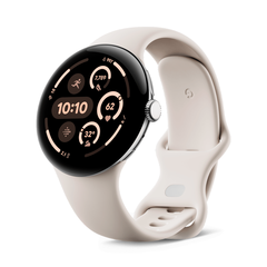 Умные часы Google Pixel Watch 3 Wi-Fi, 45mm, Polished Silver/Porcelain (Полированный серебристый корпус, ремешок фарфорового цвета)