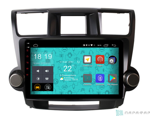 Штатная магнитола 4G/LTE Toyota Highlander 07-12 Android 7.1.1 Parafar PF035