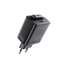 Зарядное устройство ACEFAST A110 PD 30W Gan Charger USB-C+USB-C With Retractable Cable с кабелем, черный