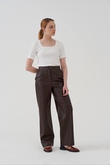 Коричневые брюки из экокожи Тамбовчанка