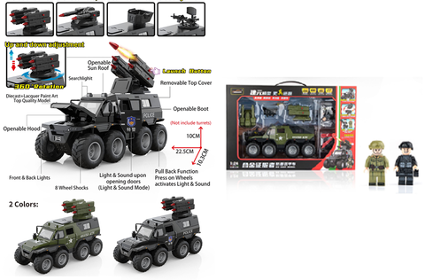 Машина металлическая военная с аксессуарами в коробке 25 см