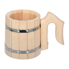 Кружка бондарная 1 л, «С лёгким паром», липа, 