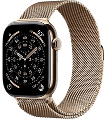 Apple Watch Series 11 46mm Gold Titanium Case with Milanese Loop Gold