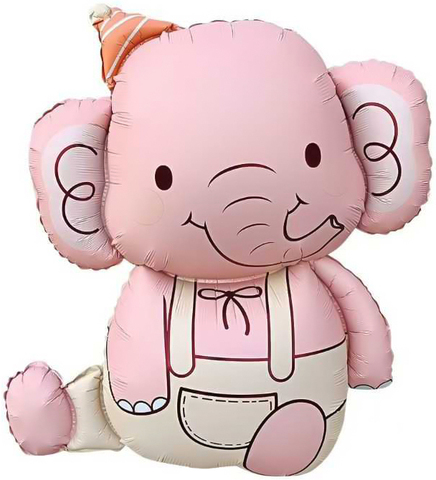 К Фигура, Слоник в колпачке, Розовый, 35''/89 см, 1 шт.