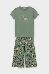пижама  для девочки  КБ 2827/нефритовый,фруктовый сад
