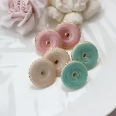Серьги пусеты с эмалью круглые, кремовый, 25 мм, сталь, позолота, СГ050
