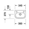 Duravit D-Code Раковина для рук, без перелива, без отв. под смес., 360x270мм, Цвет: Белый 7053600002