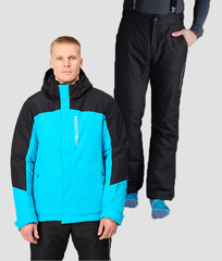 Премиальный теплый лыжный костюм Nordski Mount Black/Blue мужской