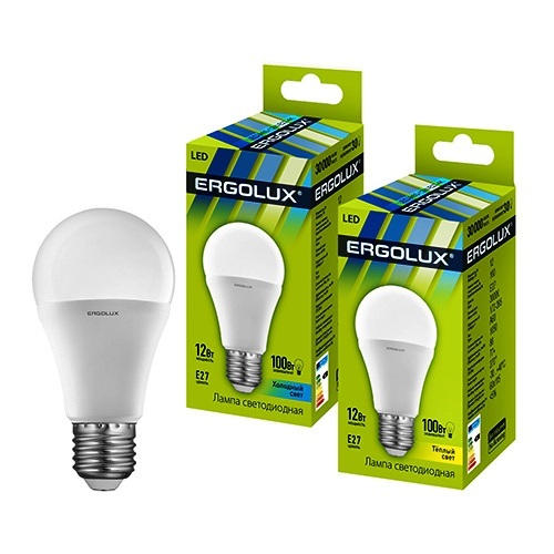 Лампа Ergolux LED-A60-12W-E27-3K (теплый свет)