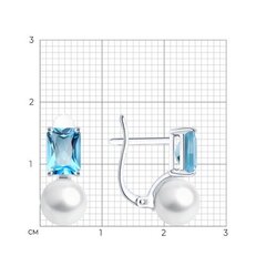 52-320-02793-1- Серьги из белого золота 585 пробы с жемчугом и топазами
