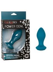 Бирюзовая анальная вибропробка с кристаллом Power Gem Vibrating Crystal Probe - 10,75 см. - 